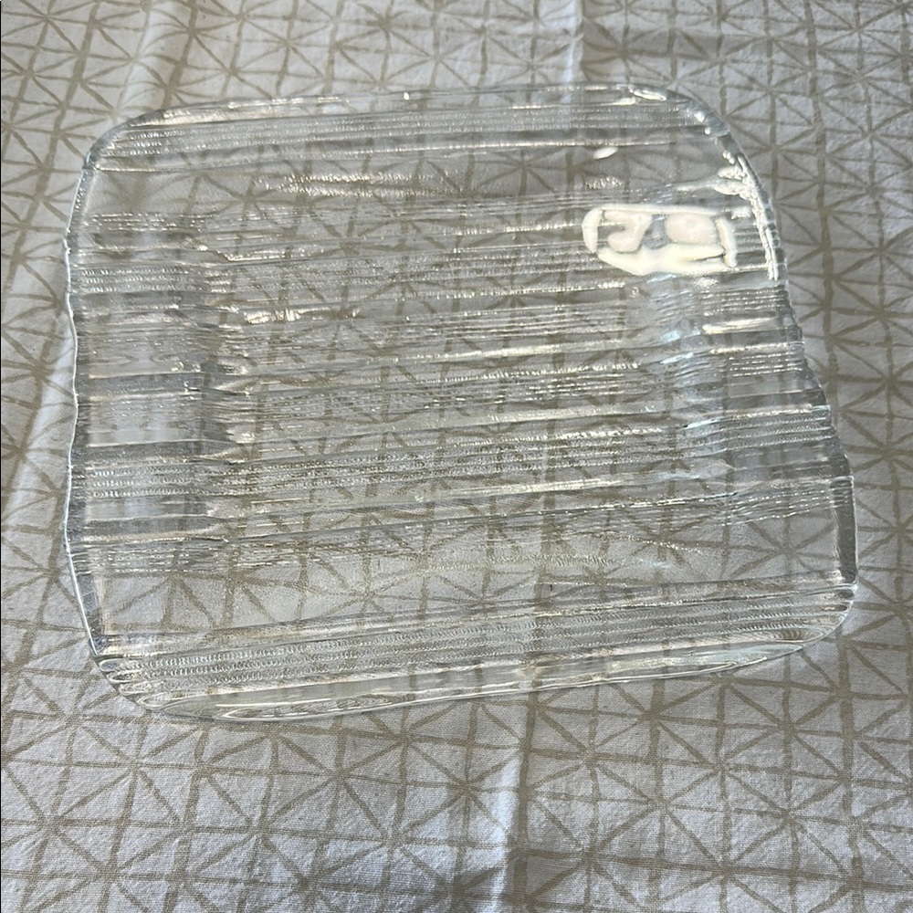 Crate&Barrel Helsinki Clear Glass Square Plate - Made in Italy
